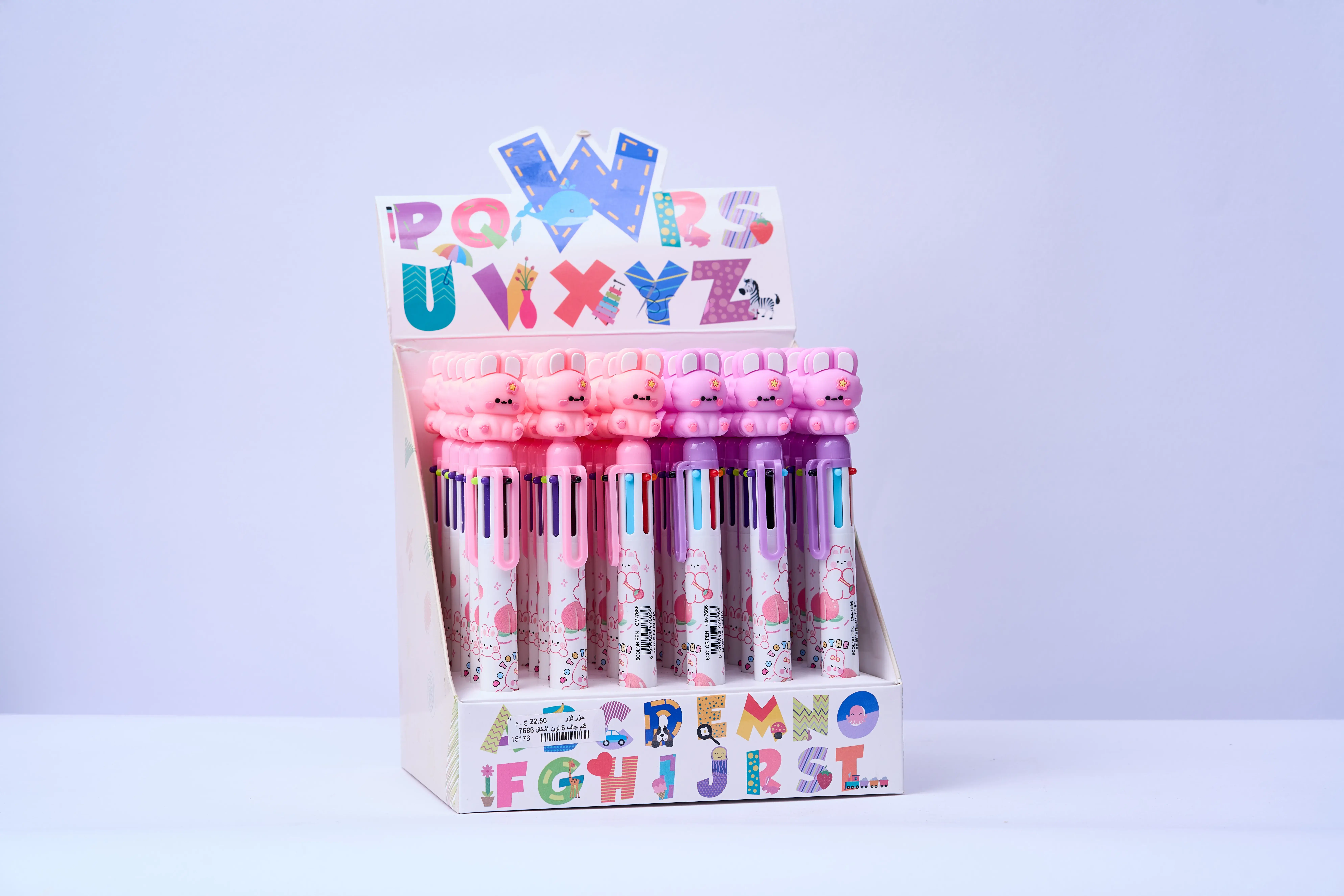 قلم جاف 6 لون اشكال كود = 7686